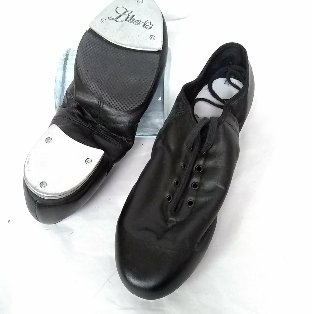 Liberts Girls Shoes Size 12 M Black Leather Tap  Dancing 1" Heels Lace  Brazil